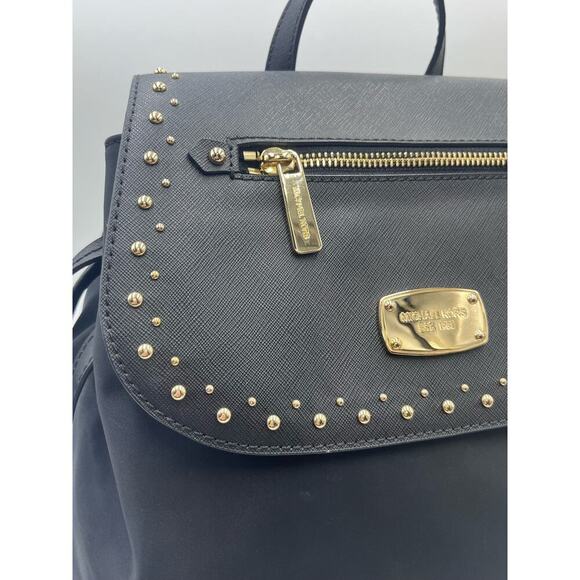 MICHAEL KORS Bedford Zip Gold
Studded BLACK Nylon Leather Large
Backpack - Picture 4 of 16